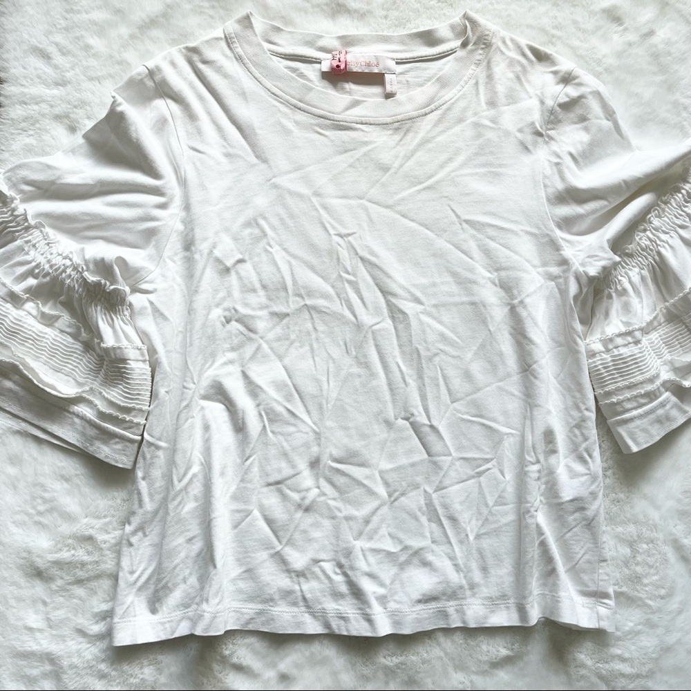 SEE BY CHLOE CREWNECK BELL SLEEVE COTTON TOP Size Small Chic Stylish MINIMALIST - Picture 3 of 11
